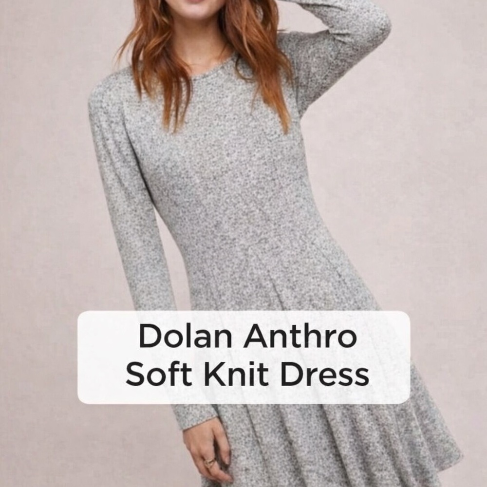 Dolan Anthropologie Soft Knit Fit Flare Dress Gray Small